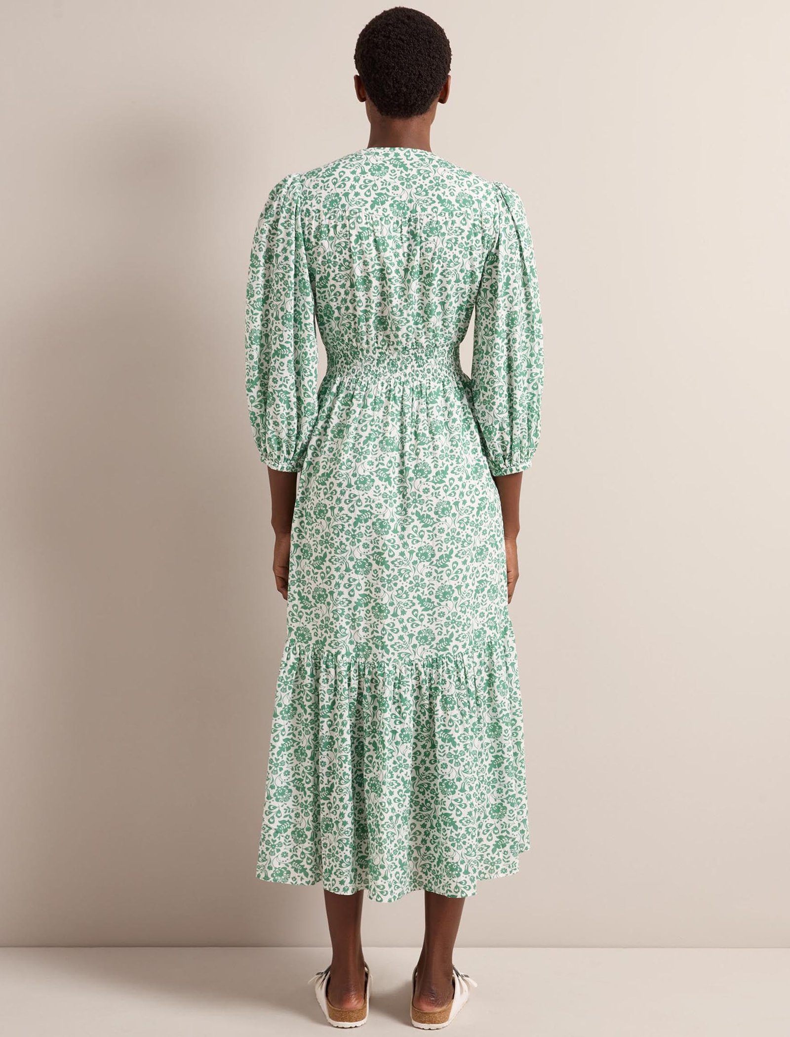 Aspen Cotton Blend Maxi Dress - Green Mono Floral Print - 图片 6